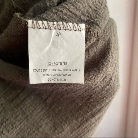 Saints + Secrets Dara Button Down Mini Dress Green Khaki V-Neck Tie Size Small - Picture 7 of 9